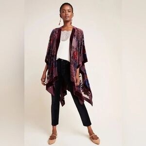 Anthropologie SAACHI Burgundy Kimono One Size